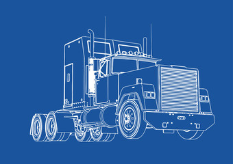 truck drawing on blue background vector