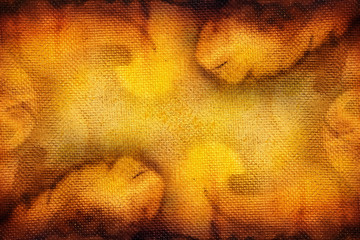 Poster - decorative graphic collage with feather motives on abstract background.