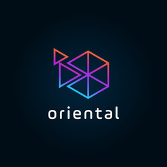 Fototapete - letter O pixel triangle geometric logo download, Abstract clean simple vector illustration
