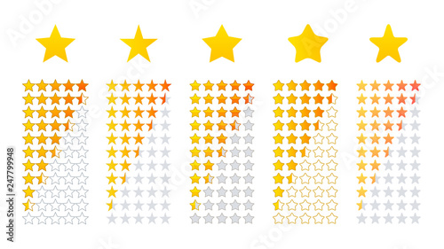 クチコミレビュー評価の五つ星アイコンイラスト素材セット Stock Vector Adobe Stock