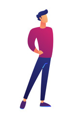 Sticker - Confident businessman standing with hands in the pockets vector illustration