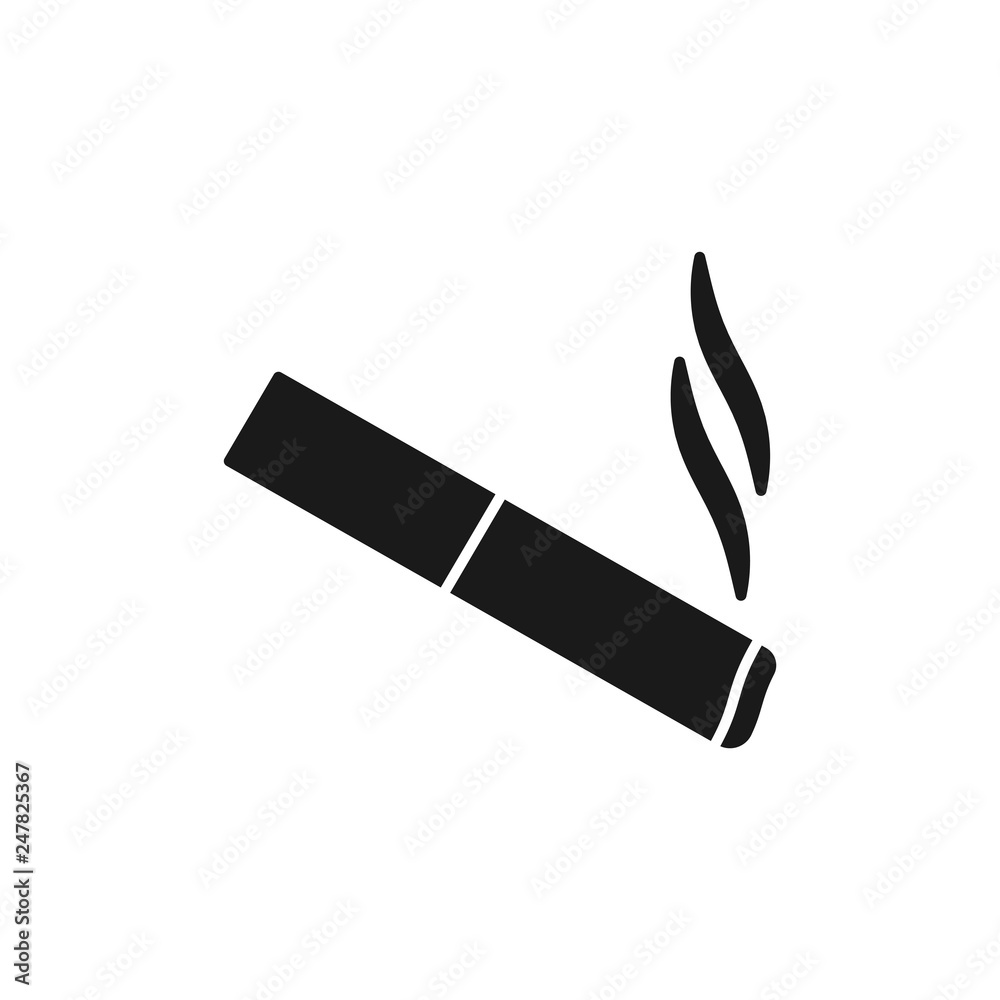 cigarettes silhouette Black isolated icon of cigarette on white background Silhouette of cigarette.  Flat design Stock Vector