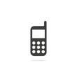 Monochrome vector illustration of a phone icon, isolated on a white background.