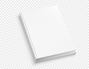 white hardcover book vector mock up isolated on white background.