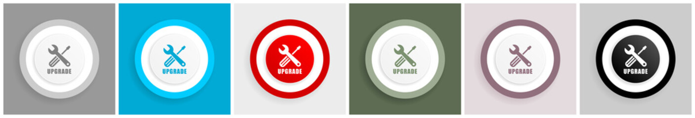 Aufkleber - Upgrade icon set, vector illustrations in 6 options for web design and mobile applications