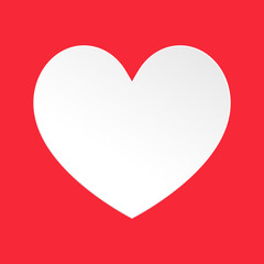 Poster - one white heart on red,paper cutting style