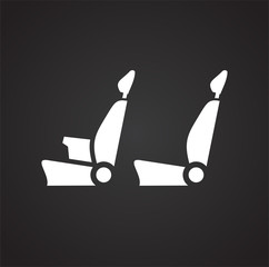 Poster - Car seats icon on black background for graphic and web design, Modern simple vector sign. Internet concept. Trendy symbol for website design web button or mobile app