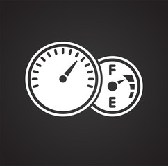 Poster - Car dashboard icon on black background for graphic and web design, Modern simple vector sign. Internet concept. Trendy symbol for website design web button or mobile app