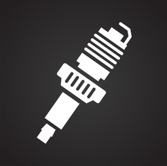Poster - Car spark plug icon on black background for graphic and web design, Modern simple vector sign. Internet concept. Trendy symbol for website design web button or mobile app