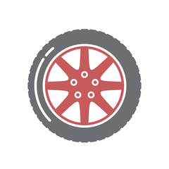 Poster - Car wheel icon on white background for graphic and web design, Modern simple vector sign. Internet concept. Trendy symbol for website design web button or mobile app