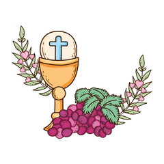 Poster - sacred chalice religious with grapes