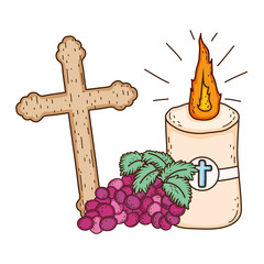 Poster - Paschal candle sacred with grapes fruits