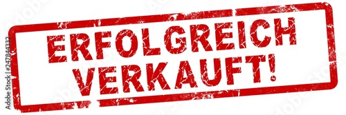 Cuadros en Lienzo nlsb2 NewLongStampBanner nlsb - german text: ERFOLGREICH VERKAUFT! - simple stam
