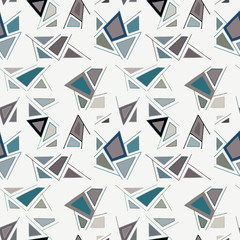 Wall Mural - Seamless vector pattern, lined blue pastel asymmetric geometric background with lines, rectangles, triangle. Print for decor, wallpaper, packaging, wrapping, fabric. Triangular graphic abstract design