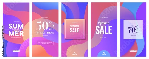 Set Of Instagram Stories Sale Banner Background Instagram Template Photo Spring And Summer Sale Can Use For Website Mobile App Poster Flyer Coupon Gift Card Smartphone Template Web Design Buy This