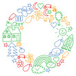 © rudut2015 - Children drawing. Colorful vector pattern with toys, space, planet