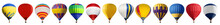 Set Of Bright Colorful Hot Air Balloons On White Background