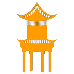 Wall Mural - Yellow silhouette of a chinese pagoda. Vector illustration design