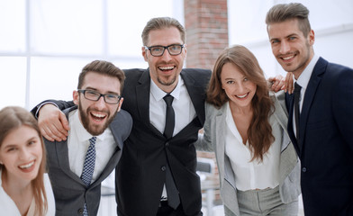 happy business team standing together