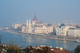 Fototapeta Perspektywa 3d - View of Hungarian parliament at Danube river in Budapest city, Hungary
