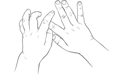 hand holding kid hand together vector