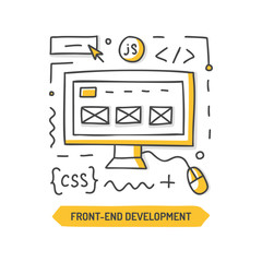 Poster - front-end development doodle icon. website cteation. hand drawn vector illustration.