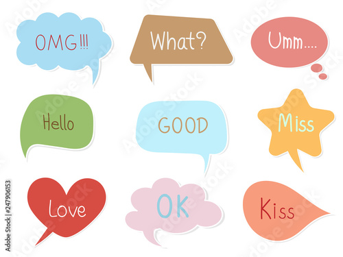 Colorful Pastel Speech Bubble With Text On White Isolated Background Sweet And Cute Vector Art Pattern For Chat Message Template Sticker And Other Design In Minimal Trendy Vintage Retro Concept Vector De Colorful Pastel Speech Bubble With Text On White Isolated Background Sweet And Cute Vector Art Pattern For Chat Message Template Sticker And Other Design In Minimal Trendy Vintage Retro Concept Vector De