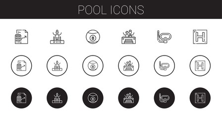 Sticker - pool icons set