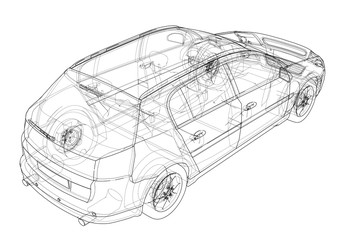 Poster - concept car. vector rendering of 3d