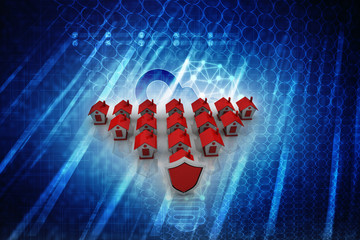 Poster - 3d illustration Concept of home network
