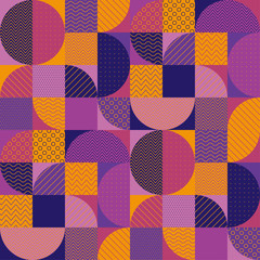 Wall Mural - orange and purple tile and seamless patch pattern.