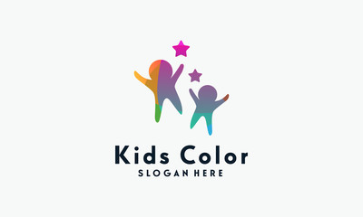 Wall Mural - colorful kids play logo vector, children logo designs template, design concept, logo, logotype eleme