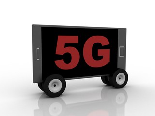 Poster - 3d rendering 5G Network mobile with dat