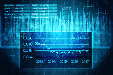 Poster - 2d rendering Stock market online business concept. business Graph
