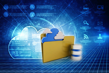 Poster - 3d rendering cloud  folder with database
