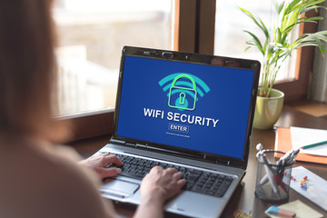 Sticker - Wifi security concept on a laptop screen