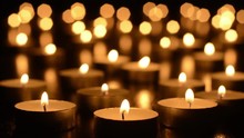 Candles On Dark Background For Thanksgiving, Valentines Day, Happy Birthday, Memorials, Festive, Christmas And Romance