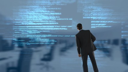 Poster - Businessman who watch data 