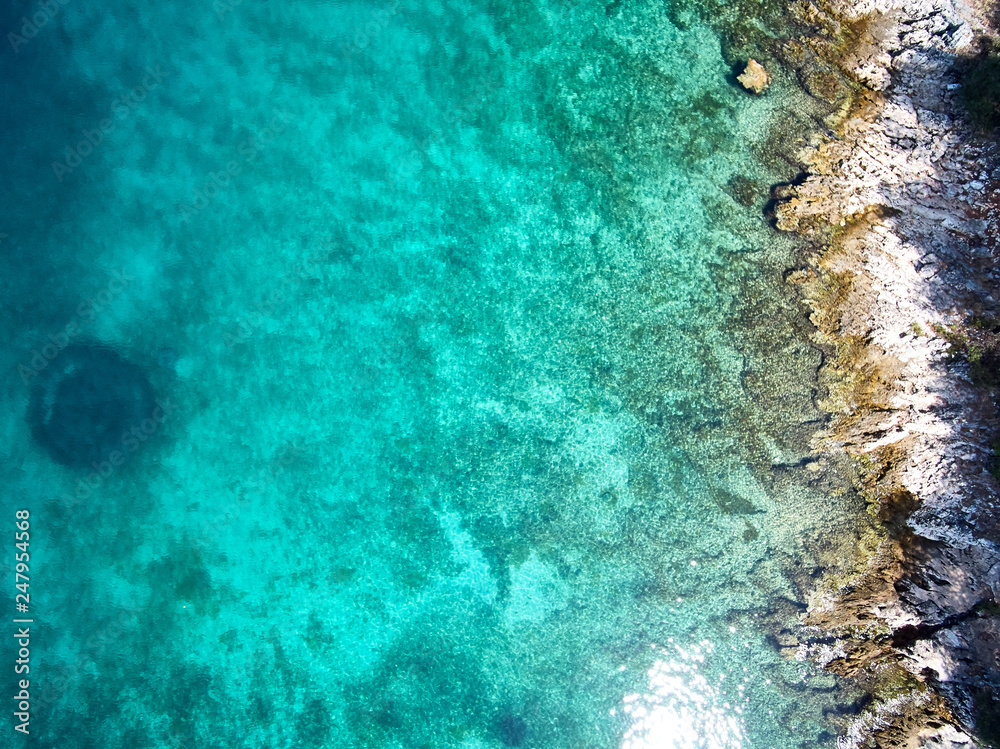 Photo Art Print Top View Of Rocky Shore Crystal Clear Adriatic