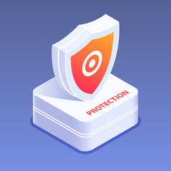 Poster - Cyber security or protection concept. Safe password and personal data, ID. Flat isometric vector illustration.