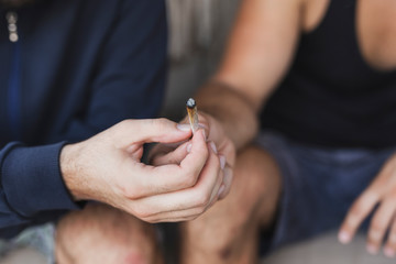 Friends sharing a joint