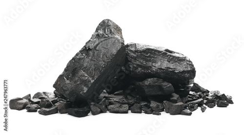 Cuadros en Lienzo black coal chunks isolated on white background