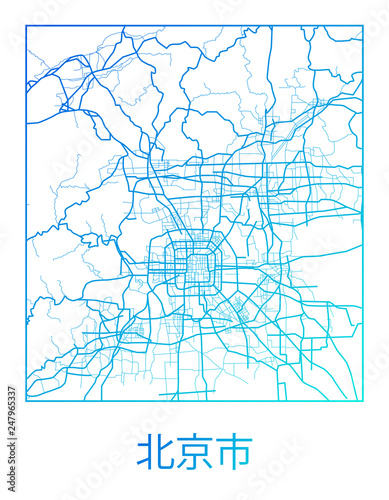 Cuadros en Lienzo Area map of Beijing, China. Beijing city street map