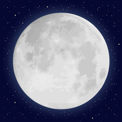 realistic full moon and stars