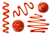 Set of various tomato sauce or ketchup splashes