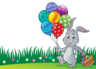 Canvas Print - Easter bunny with balloons image 2