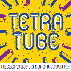 Fototapete - Set of cool vintage vector upper case English alphabet letters isolated. Special rounded type font,  script from a to z can be used in poster creation. Made with industrial 3d packaging tube design.