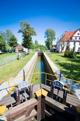 Wall Mural - Concrete lock in Ostroda - part of the Elblag Canal, Mazury, Poland (former Osterode, East Prussia)