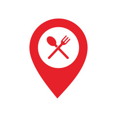 Poster - Restaurant map pin symbol vector icon