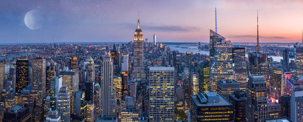 Fototapete - New York City Manhattan wide panorama, USA